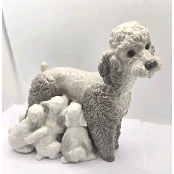 Lladro Other - Lladro Porcelain Figurine Poodle with 5 Nursing Puppies No Box